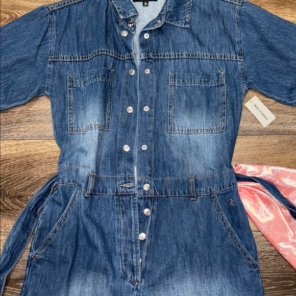 NWT Juicy Couture Medium Washed Belted Romper with Pink All Over Scarf Size S - Picture 6 of 15